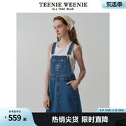 teenieweenie小熊2024春夏休闲青春牛仔背带裙，宽松直筒短裙女