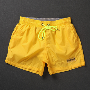亮黄色跑步健身运动短裤速干可下水沙滩短裤男士度假游泳装备国潮