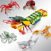 海洋动物小颗粒积木男女孩益智拼装玩具昆虫拼图模型摆件儿童礼物