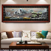 客厅装饰画山水浮雕挂画中式沙发背景墙玉石画立体家和万事兴