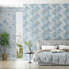 现代简约北欧条纹菱形方块格子大理石纹墙纸客厅卧室背景壁纸蓝色