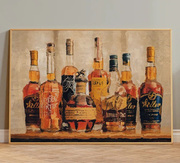 装饰画有框画挂画墙壁，复古怀旧油画酒吧，威士忌红酒清酒吧台艺术