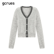 gcrues2024春装针织衫外搭套头毛衣设计感小众短款上衣女外套