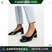 香港直邮潮奢asos女士，steffiemid设计蝴蝶结粗跟鞋(黑色)
