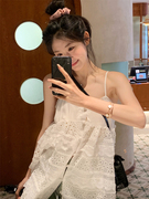 白色蕾丝裙连衣裙女夏季法式气质吊带裙小个子设计感镂空罩衫裙子