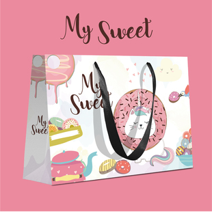 烘培甜品手提袋包装定制童装店包装袋可爱卡通纸袋袋印刷logo