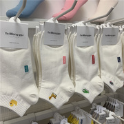 韩国女袜东大门夏季袜子卡通鸭子长颈鹿白色纯色运动短筒潮袜