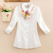 女装春季白衬衫小个子修身百搭上衣甜美OL洋气质休闲衬衣显瘦