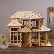 木制欧式别墅3d立体拼图建筑，模型儿童diy手工，制作拼装玩具小屋