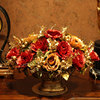 客厅仿真花套装假花装饰绢花，玫瑰餐桌摆件盆栽，欧式花瓶插花艺摆设