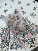 N59植物提花3D立体色织刺绣蕾丝软网纱定位花面料连衣裙布料