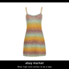 ebay洋气时尚多巴胺，夏季彩色条纹连衣裙修身显瘦收腰吊带裙子