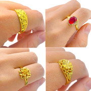 沙金首饰戒指女纯金色，满天星越南999镀黄金，24k久不褪色个性时尚