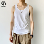 240g纯棉背心男夏季薄款纯色，打底坎肩汗衫，运动健身白色无袖t恤潮