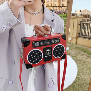 包包2024潮斜挎小方包个性收音机小箱子包单肩包录音机盒子包