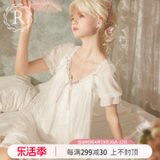 rosetree蕾丝睡裙女夏季短袖甜美性感少女宫廷公主风睡衣2023