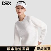 dexgolf高尔夫服装女士圆领卫衣，秋季宽松时尚休闲长袖t恤白色