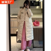 韩版中长款羽绒棉服，女士2023冬季小个子加厚外套，宽松时尚棉衣