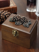 那澜多好创意欧式美式田园实木收纳盒首饰架饰品盒木质珠宝收纳盒