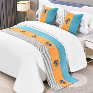 床旗床尾巾高档奢华酒店，床上用品宾馆民宿家用床搭欧式简约床盖垫