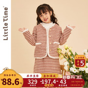 littletime女童小香风套装裙秋冬装2023时髦外套裙子两件套