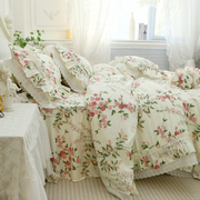 欧式韩式田园碎花公主风，蕾丝全棉纯棉床裙款床上用品，被套四件