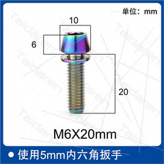 钛合金螺丝 M6X16/18/20mm  山地车刹车夹器/把立/曲柄固定钛螺丝