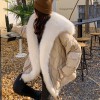 超大狐狸毛领羽绒服，女200斤中长款大码保暖2023冬季加厚外套