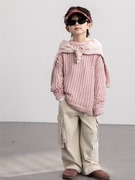 男童毛衣儿童2024韩版纯色镂空针织衫男孩个性时髦宽松毛线衣