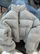 韩版高级感灰色棉服，女冬季2023宽松短款立领，加厚保暖百搭外套