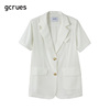gcrues小西装女夏薄款短袖2024韩版宽松白色，短款外套气质时尚