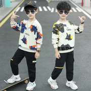 男童春秋装2024洋气男孩运动两件套韩版帅气春季儿童卫衣套装
