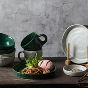 器昔手工陶瓷餐盘子 创意日式西餐盘汤盘家用简约餐碗餐具餐盘碗