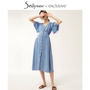 sellynear高级孕妇装夏季时尚宽松气质，短袖复古哺乳长款连衣裙子