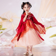汉服女童中国风表演出服，儿童夏季古装宝宝高端礼服玉兔公主连衣裙