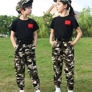 儿童迷彩服套装男童夏季军训服战狼男女童，夏令营户外特种兵演出服