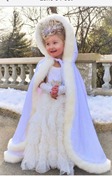 2023冬季连帽斗篷儿童，长款缎子披风，影楼摄影服装婚礼花童披肩