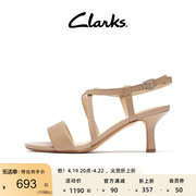 Clarks其乐女鞋夏季简约淑女仙女风交叉带细跟一字带凉鞋
