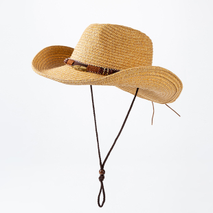 春夏季遮阳帽西部牛仔草帽，礼帽户外海边沙滩帽，防晒遮阳帽大帽沿夏