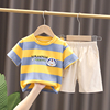 童装男童夏装小男孩帅气条纹，短袖两件套装1一2-3-4岁宝宝夏季衣服