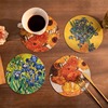 餐垫防水防油免洗桌垫圆形桌面隔热垫艺术梵高向日葵皮革杯垫垫子