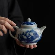 高档2022青花瓷茶壶单壶 复古青花瓷茶壶单壶陶瓷茶具功夫茶