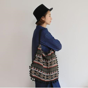 韩国帆布包女 民族风单肩包手提包 流苏棉麻大容量单肩包