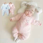 婴儿棉衣冬季连体加厚衣服新生儿护肚衣男女宝宝哈衣纯棉长袖爬服