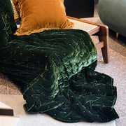 福笙复古夏天空调毯墨绿色锦绒盖毯床尾毯沙发毯丝绒沙发巾薄被子