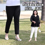 春季加肥加大码女裤胖mm高腰妈妈显瘦弹力直筒百搭休闲裤子 200斤