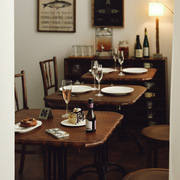 法式复古实木方餐桌子正方形休闲家用餐厅桌现代简约咖啡桌小