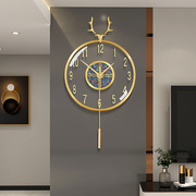 2024客厅家用鹿头创意装饰挂钟轻奢网红钟表约时钟挂墙