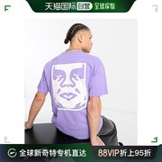 香港直邮潮奢obey男士，boldiconbackprint重身紫色t恤