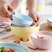 个性创意陶瓷碗盘套装彩色简约家用米饭碗汤碗盘子餐具单个组合